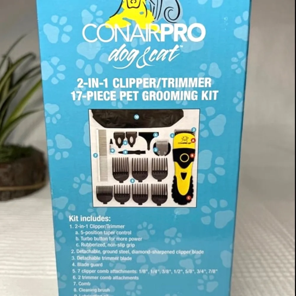 CONAIRPRO dog & cat 2-in-1 Clipper/Trimmer, 17-Piece Pet Grooming Kit